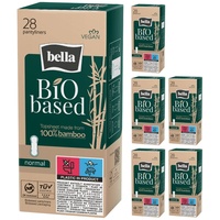 bella BiO based Slipeinlagen Normal, Vorteilspack (6 x 28 Stück); normale Bio Hygiene-Einlagen, weich und atmungssktiv, 100% Naturfaser