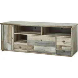 TV-Board INNOSTYLE "BONANZA", braun, B:162cm H:61cm T:52cm, Holzwerkstoff, Sideboards, 1 Holztür, 3 Schubladen, 1 Klappe, 3 Fächer, 2 Kabeldurchlässe