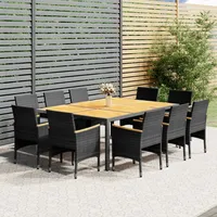 Gaseeto Sitzgruppe Garten Rattan Essgruppe 10 Personen Rattan Gartenmöbel Set mit 10 Gartenstuhl Gartenmöbel Essgruppe Gartengarnitur Rattan Sitzgarnitur Grau und Braun Gartentisch Balkonmöbel Set