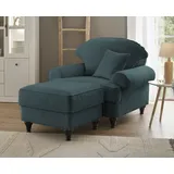 furn.design Sessel Adelina 110 x  cm Blaugrün mit Hocker