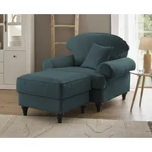 furn.design Sessel Adelina 110 x  cm Blaugrün mit Hocker