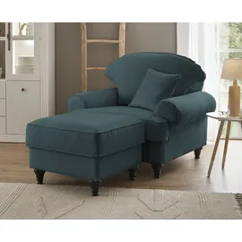 furn.design Sessel Adelina 110 x  cm Blaugrün mit Hocker