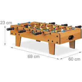 Relaxdays Tischkicker, Hellbraun, Holzwerkstoff, Kunststoff, Metall, 69x60 cm, Spielzeug, Kinderspielzeug, Kinderspiele