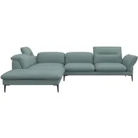 Ecksofa FLEXLUX "Salino, Funktionssofa mit Ottomane, Relaxsofa, Ecksofa", blau (sky blau), B:287cm H:88cm T:239cm, 62% Polyester, 17% Cotton, 14% Viscose, 7% Linen, Sofas, Sofa mit Arm- und Kopfteil-Verstellungen, Kaltschaum & Stahl-Wellen