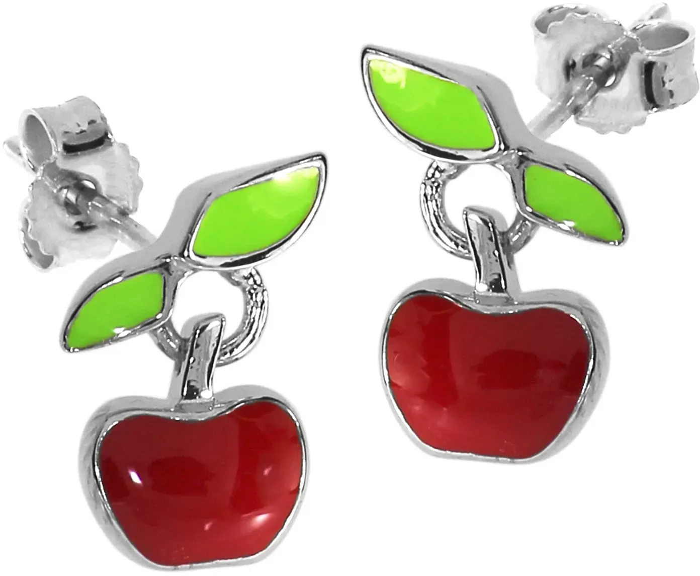 Paar Ohrstecker OSTSEE-SCHMUCK "Ostsee-Schmuck Ohrstecker Apfel Ohrstecker Apfel", rot, Ohrringe, Damen, 8 x 10mm, Silber 925 (Sterlingsilber)