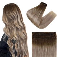 Tressen Extensions Echthaar Brazilian Haartressen Echthaar 18 Zoll 100g Farbe Dunkelbraun Mix Aschbraun und Mittelblond Remy Echthaar Tressen Extensions