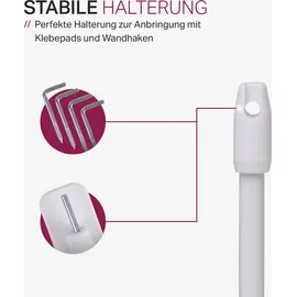 BestLivings Vitragestangen Perlweiß 40–60 cm ausziehbar, (2er-Pack), Scheibenstange mit Selbstklebehaken und Schraubhaken, für Küchen- - Bistrogardinen - weiß,