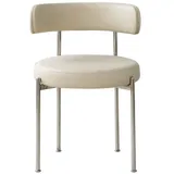 Esszimmerstuhl, Mid-Jahrhundert Küche Stuhl, Küche Esszimmer Stuhl, Gebogene Rückenlehne Runde PU-Leder gepolstert Boucle Lounge Stuhl mit Metallbeinen für Wohnzimmer, Schlafzimmer