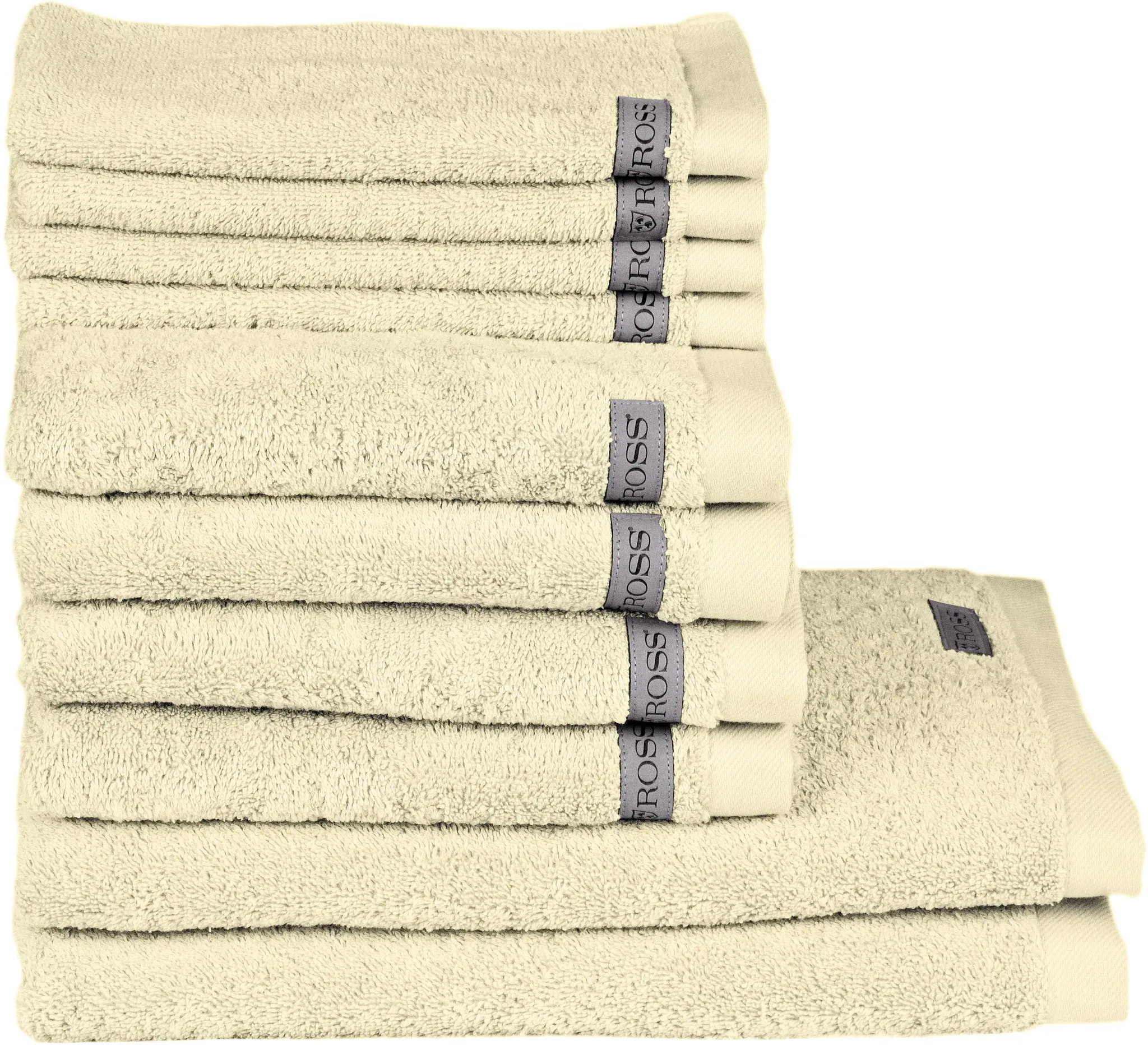 Handtuch Set ROSS "Sinfonie", beige (natur), Handtuch-Sets, 10 tlg., Frottier, Frottier, Obermaterial: 100% Baumwolle, unifarben, beinhaltet Gästetücher, Handtücher und Badetücher