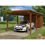 SKANHOLZ Carport Emsland 3,54 x 8,46 m nussbaum mit Abstellraum