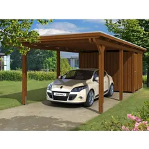 SKANHOLZ Carport Emsland 3,54 x 8,46 m nussbaum mit Abstellraum