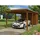 SKANHOLZ Carport Emsland 3,54 x 8,46 m nussbaum mit Abstellraum