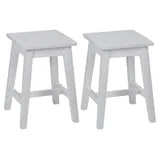 Home4You Hocker 2er Set, H 45 cm - Weiß - Kiefernholz massiv - 2er Set