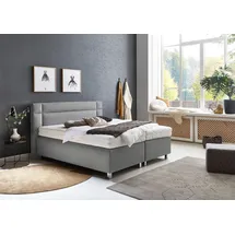 Westfalia Schlafkomfort Boxspringbett, grau (feinstrukturstoff grau), Ohne Topper, Liegefläche B/L: 160cm x 200cm, H2 + H2, 7-Zonen-Kaltschaummatratze, Bezug Unterbox und Kopfteil: Feinstrukturstoff (77% Polyester, 23% Viskose);Bezug Obermatratze 100% Polyester, waschbar bis 