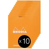 Rhodia 12558C - Packung mit 10 Notizblöcken No.12, 8,5x12cm 80 Blätter Dot-Lineatur 80g, Orange, 1 Pack