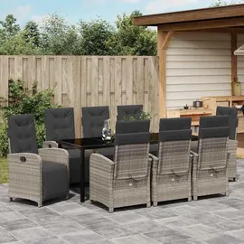 vidaXL Garten Essgruppe 9-tlg. Hellgrau