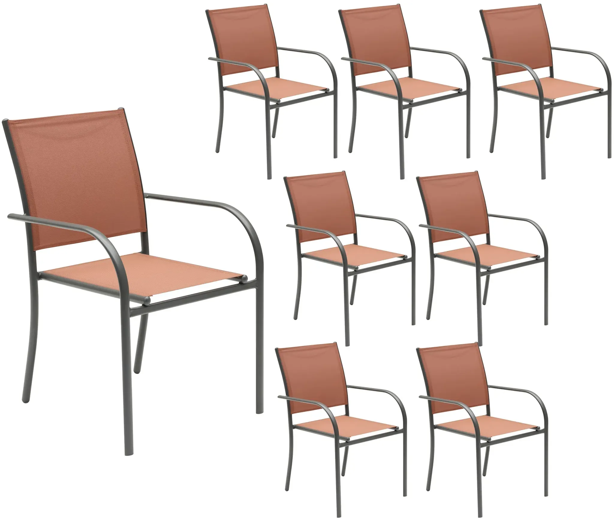 LC Garden »Campino« 8er Set Gartenstühle Rot Stapelstühle Bistrostühle Textilen