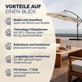 CASARIA Sonnenschirmständerplatten 4er Set Kunststoff bis 80 kg Schwarz