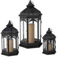 Relaxdays Laternen Set 6 tlg. Metall Schwarz/Transparent
