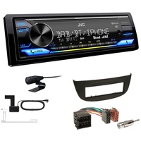 JVC KD-X472DBT 1-DIN Digital Autoradio mit Bluetooth DAB+ inkl. Einbauset für Renault Twingo II 2007-2014 schwarz