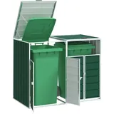 vidaXL Mülltonnenbox für 2 Tonnen Grün 144x81x113 cm Stahl