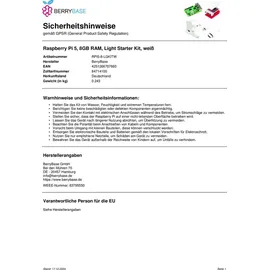 BerryBase Raspberry Pi 5, 8GB RAM, Light Starter Kit, weiß