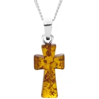 Ostsee-Schmuck Kette mit Anhänger Kreuz 28 x 16 mm Silber 925/000