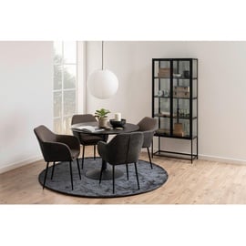 Livetastic Vitrine, Schwarz, 4 Fächer, 77x185.6x35 cm, Reach, Wohnzimmer, Wohnwände, Vitrinenschränke