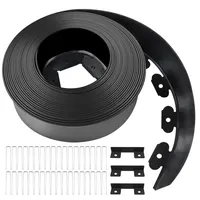 Kalolary Flexible Rasenkante Kunststoff, Garten Beeteinfassung aus Kunststoff mit 36 U Formigen Erdanker, 3 Anschlüssen, 12M Lang 10CM Hohe Landschaftskante Palisaden für Garten und Rasen