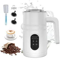 4-In-1 Elektrischer Milchaufschäumer: Automatischer Milchaufschäumer Für Heiße Kalte Milch Automatische Abschaltung Edelstahl-Design Geräuscharmes Arbeiten Für Cappuccino (Weiß-Digitalanzeige)