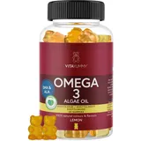 VITAYUMMY Vegan Omega 3 für Kinder und Erwachsene, Gummies mit Zitronengeschmack - Gesunde Fette aus Omega 3 Algenöl - Natürliche, Allergenfrei und Gelatinefreie - 60 Gummy Vitamins, 1 Monat