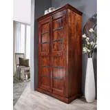 Kleiderschrank kolonial Schrank Akazie massiv Holzschrank Massivholz Akazienholz