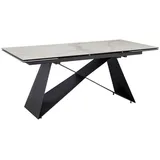 KADIMA DESIGN Esstisch Esszimmertisch 180 - 260 cm Ausziehbar Keramik Glas Weiß, (Esstisch Extravagant mit Metallbeinen), Keramiktisch Marmor-Optik Groß, Designer Küchentisch Rechteckig weiß