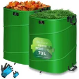 Kesser KESSER® Pop-Up-Gartensack Laubsack Gartenabfallsack inkl. Handschuhe Selbststehend mit Griffen Stabil Robust | Faltbar Laubsäcke Rasenschnitt Gartensäcke für Gartenabfälle Grünschnitt