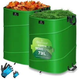 Kesser KESSER® Pop-Up-Gartensack Laubsack Gartenabfallsack inkl. Handschuhe Selbststehend mit Griffen Stabil Robust | Faltbar Laubsäcke Rasenschnitt Gartensäcke für Gartenabfälle Grünschnitt