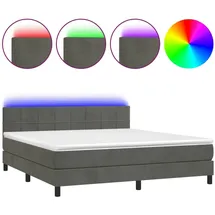 vidaXL Boxspringbett mit Matratze & LED Dunkelgrau 160x200 cm Samt