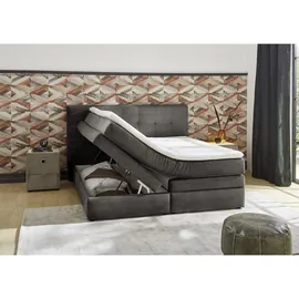 luma-home Boxspringbett 180x200 cm, H3 Federkernmatratzen Bonell Topper Cord Grau Anthrazit / 20038 - Grau