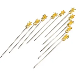 Cocktailspieße Ananas, Metall goldfarben - 11,6cm (10 Stk.)