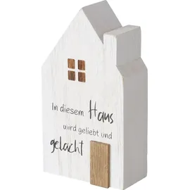 Boltze Dekoaufsteller Mein Haus grau weiß natur Holz 3 tlg. - Beige