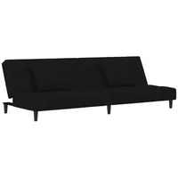 vidaXL Schlafsofa 2-Sitzer mit 2 Kissen Schwarz Samt