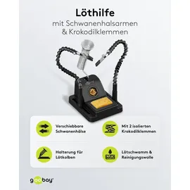 goobay Löthilfe mit Schwanenhals-Armen und Lötkolbenständer,