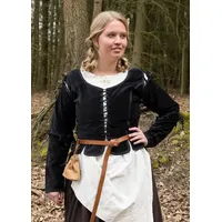 Battle Merchant Wikinger-Kostüm Mittelalterliche Miederjacke Griselda aus Samt, schwarz schwarz XXL | XXL