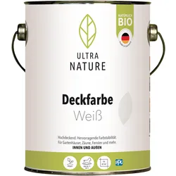 ULTRA NATURE Deckfarbe für Innen und Außen, UV-Schutz, Wetterschutz, 2,5 l, Weiss
