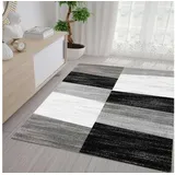 Vimoda Teppich Geometrisches Kachel Muster Meliert in Grau Weiß und Schwarz, Maße:80x150 cm