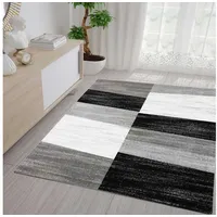 Vimoda Teppich Geometrisches Kachel Muster Meliert in Grau Weiß und Schwarz, Maße:80x150 cm