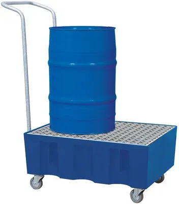 Auffangwanne PE 60 l mit Rollen und Gitterrost