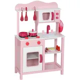 aiyaplay Kinderküche Spielküche mit Backofen, Herd, Spüle, Soundfunktion, Rosa
