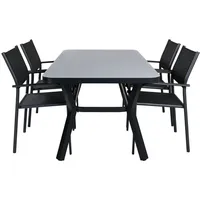 ebuy24 Virya Gartenset Tisch 90x160cm und 4 Stühle Santorini schwarz, grau. - Schwarz