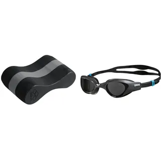 arena Unisex Pullbuoy/Schwimmbrett Freeflow Pullbouy zur Verbesserung der Wasserlage & The One Anti-Fog Schwimmbrille Unisex für Erwachsene Schwimmbrille mit Breiten Gläsern Schwarz (Smoke-Grey-Black)