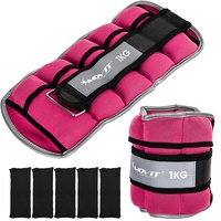 MOVIT 2er Set Gewichtsmanschetten Neopren mit Reflektoren, verstellbare Gewichte, 2x 1,0kg, pink